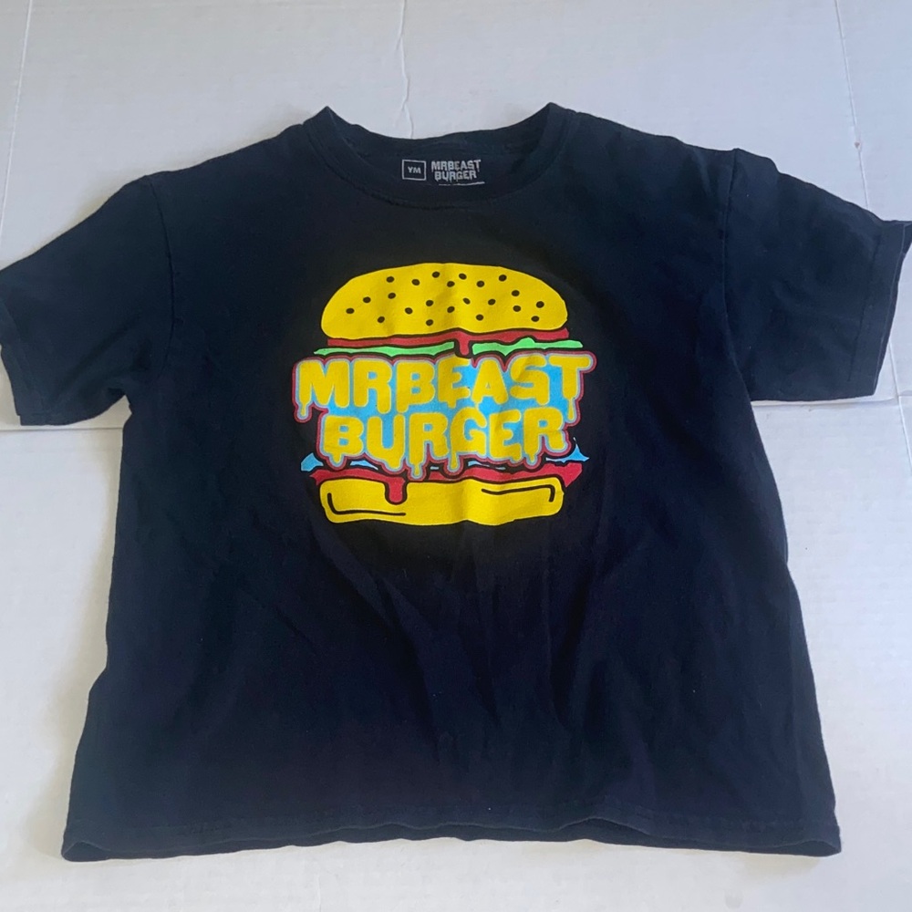 Mr. Beast Burger Kids Black T-Shirt youth medium